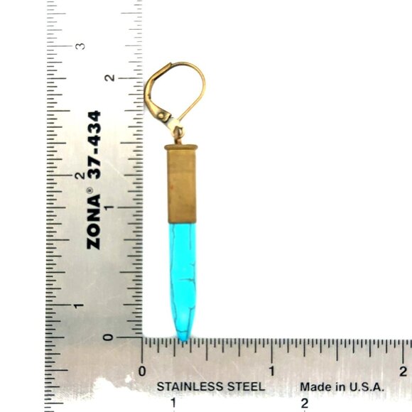 Bullet Style Turquoise Earrings - Picture 2 of 5